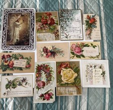 11 GLORIOUS ANTIQUE VINTAGE 1890-1910 RELIGIOUS CHRISTIAN VICTORIAN SCRAP CARDS picture