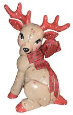 Vintage Christmas Kimple Mold Ceramic Sitting Reindeer Hand Painted Figure 1980s picture