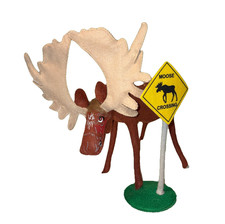 Annalee Brake for Moose with Moose Crossing Road Sign Green Base 2014 #251014 7