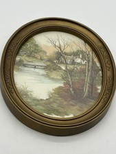 VTG MCM Homco Gold Oval Framed Watercolor Print Cottage Home Interiors 11 X 9