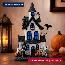 9in Halloween Village Figurine Set Resin Haunted House Decor picture