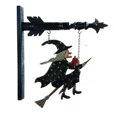 K&K Interiors Flying Witch on Broomstick Arrow Replacement, Black picture