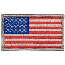 American Flag Patch - Full Color Sew-On Patch - Silver Border picture