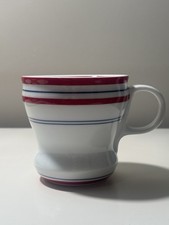 VTG 2007 Starbucks 12 oz. Diner Style White Mug with Red & Blue Stripes picture