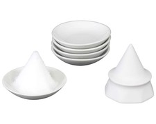 Octagonal salt set  unglazed octagonal salt bowl and 5 round plates picture