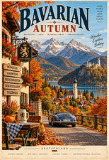 Bavarian Autumn Germany Vintage Travel Poster Alps Fall Wall Art 13x19 picture