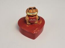 Vintage 1982 Enesco Garfield Ceramic Be My Valentine Heart Shaped Trinket Box picture