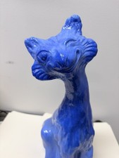 Fenton Winking Alley Cat Blue Slag Art Glass Figurine Handmade USA picture