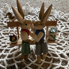 Dregeno Hasenbank Erzgebirge Hand Painted Wooden Rabbit Figurine, Boxed picture