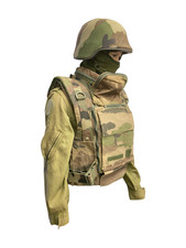 French Armed Forces CCE S3 Armor Vest W/ 2 Famas Mag Pouche & Training Helmet picture