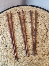 3 Pr. Vintage China / Japan Square Chopsticks w/ Inlaid Mother of Pearl picture