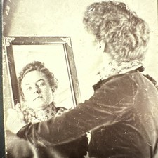 Antique c.1901 Mirror Reflection Photo Portrait – H.E. Sewell Galveston Indiana picture