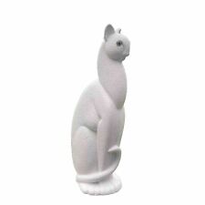 Vintage Royal Haeger Winking Cat Statue Figure 616 White Textured Egyptian MCM picture