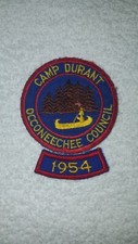 Vintage Occoneechee Council 1954 Camp Durant Indian in the Canoe Pocket Patch picture