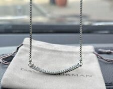 David Yurman Sterling Silver Crossover Bar Pendant Necklace with Diamonds picture