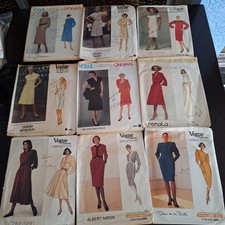 Lot Of 9 Vintage 1980's Vogue Designer Sewing Patterns Cut Oscar De La Renta... picture