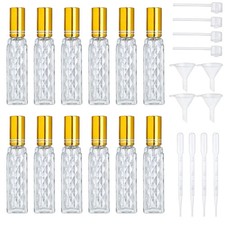 YU FENG 12pcs Glass Perfumes Bottle Empty Atomizer 0.3 Ounces, Gold- picture