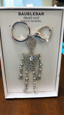 BaubleBar Dead Cool Rhinestone Skeleton Keychain Silver Detachable Keyring picture