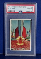 1951 BOWMAN JETS * ROCKETS * SPACEMEN Blastoff CARD #5 ~ PSA 8 picture