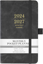 2024-2027 Monthly Pocket Planner/Calendar - 3 Year Monthly Planner with Faux Lea picture