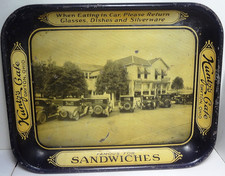 HTF c1920's KUNTZ'S CAFE - DAYTON OHIO serving AUTO SANDWICHES TRAY - NICE FIND picture