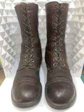 Vtg M1948 Russet Brown Combat Boots US Army Korean War Cap Toe Jump WWII 10.5 W picture
