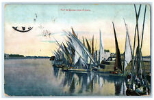 1913 Scene of Sailboats at Boulac Port Near Cairo Egypt Antique Posted Postcard picture
