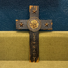 US Navy Resin Wood-Look Wall Cross Plaque Dept. of the Navy Emblem