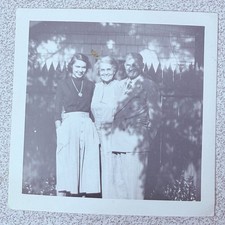 Family Group Portrait 1940s Snapshot Photograph Outdoor Fence Casual picture