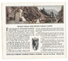 c1920 SEVEN FALLS COLORADO BROCHURE DIRT ROADS EAGLE CLIFF VINTAGE ADMISSION 50c picture