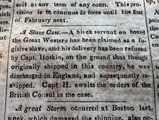 1839 Great Western Steamboat Fugitive Slave - Cincinnati Suicide Rate Newspaper picture