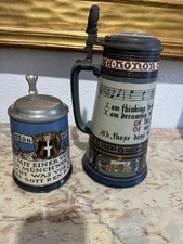 🔥2 Arts & Crafts Mettlach Steins Cornell University and Munich c. 1904 picture