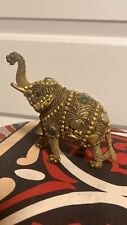 Indo Persian Brass Ornate Twisted Wire Semiprecious Gems Jewel Elephant Figurine picture