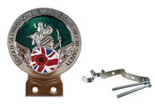 Remembrance Poppy British Flag Green St Christopher Car Badge with Fixings picture