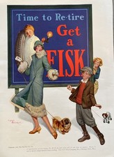 Original 1925 Color Ad Leslie Thrasher Fisk Well Dressed Woman Pekingese Dog picture