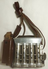 Antique German 4 Barrel COIN CHANGER Brass Ticket Dater Leather Strap Railroad picture