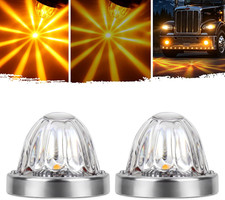 2Pcs Clear Glass Lens Watermelon Lights, LED Top Clearance Side Marker Turn Sign picture