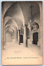 Germany Postcard University of Munich Lobby on Amalienstrasse c1910 Antique picture