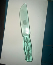 1930s Green Depression Uranium Glass Fruit and Cake Knife picture