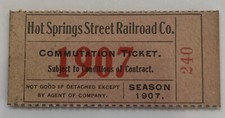 Vintage 1907 Hot Springs Street Railroad Commutation Passenger Ticket Arkansas picture
