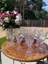 Vintage set of (6) Noritake Sweet Swirl Pink Wine Goblets or Glasses Beautiful picture