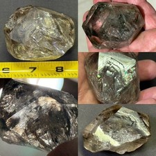 RARE:MAGNIFICENT MULTIPLE RAINBOWS: LARGE ELESTIAL SMOKY QUARTZ HERKIMER DIAMOND picture