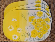 Vintage VERA Set of 4 Vinyl Placemats Mid-Century Modern, 1970's Sunny Yellow picture