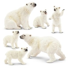Toymany 6PCS Polar Bear Figurines Toy with Polar Bear Cub 2-4