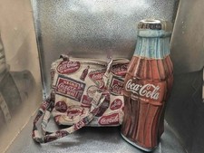 Vintage Coca-Cola Advertisement Lot Tapestry Tote Purse & Retro Coke Bottle Tin picture