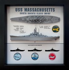 USS Massachusetts Display Box, BB-59, South Dakota Class, WW2, 9