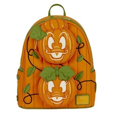 Loungefly Donald & Daisy Jack-o'-Lantern Exclusive Glow Mini Backpack NWT picture