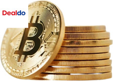 10 Pcs Bitcoin Coin Souvenir with Coin Case, Physical Bitcoin Collection, Gold P picture