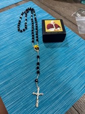Pope Benedict XVI commemorative black bead rosary with box picture