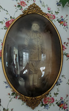 Antique WW1 American Soldier Tin Gold Ornate Frame Convex Glass 24